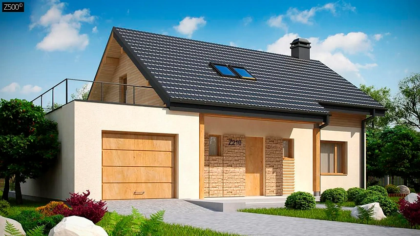 Версия проекта Z210 c гаражом, с альтернативной планировкой.