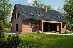 Стильный мансардный дом с двускатной кровлей