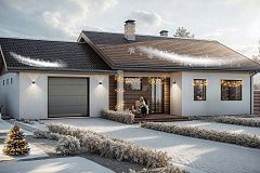 Одноэтажный дом с просторным гаражом.