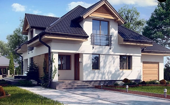 Вариант мансардного дома Z284 с подвалом