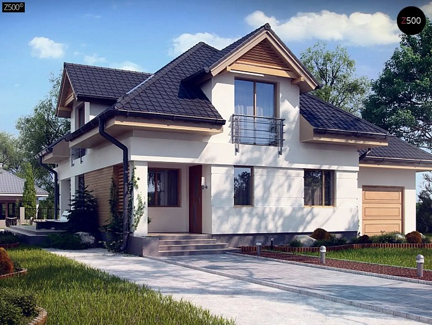 Вариант мансардного дома Z284 с плитами перекрытия