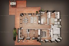 Современный одноэтажный дом с 3мя спальнями.