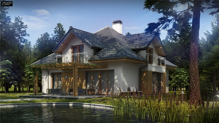 Версия проекта Z270 с альтернативной планировкой мансардного этажа.