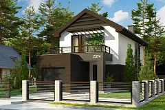 Проект двухэтажного дома в современном стиле, подойдет для строительства на узком участке.