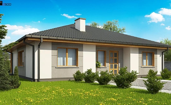 Вариант одноэтажного коттеджа Z67A с 3 спальнями