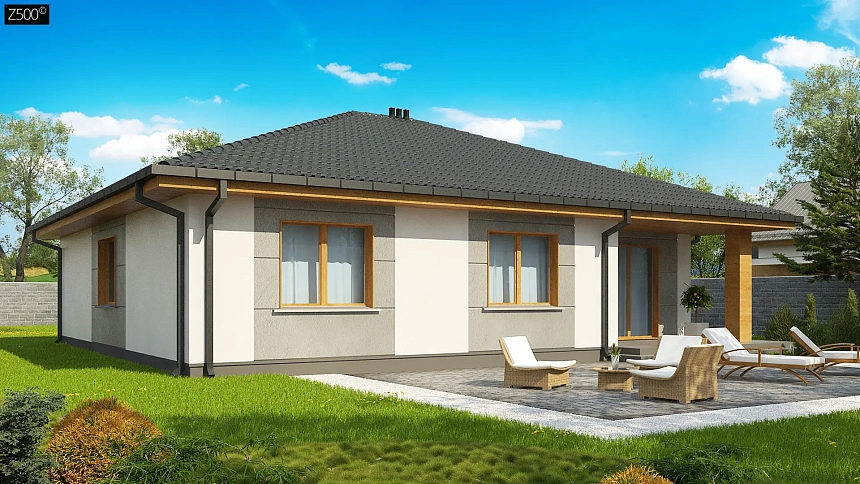 Вариант одноэтажного коттеджа Z67A с электрическим котлом