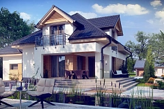 Вариант мансардного дома Z284 с плитами перекрытия