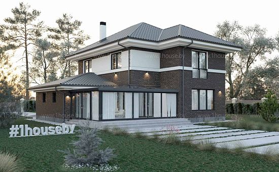 Двухэтажный современный дом с 4-мя спальнями и гаражом на 1 авто.