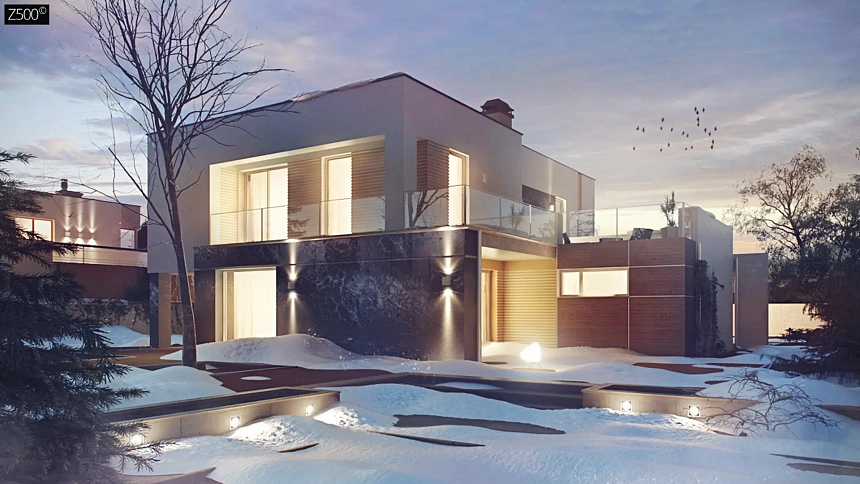 Уютный двухэтажный дом в современном стиле