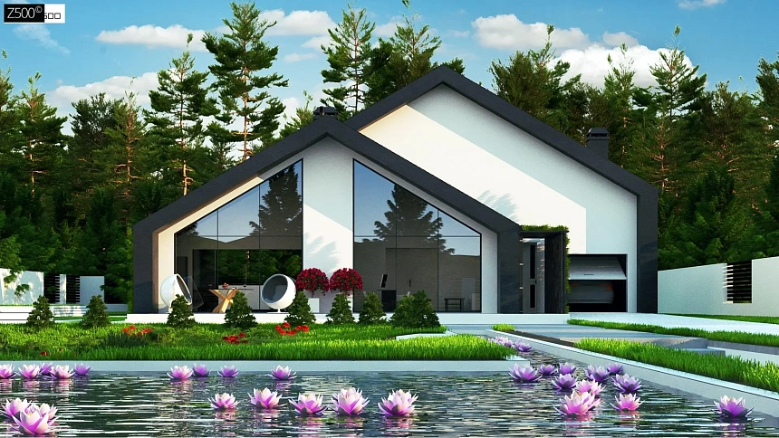 Современный мансардный дом со вторым светом