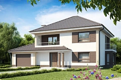 Комфортабельный двухэтажный дом традиционной формы с гаражом.