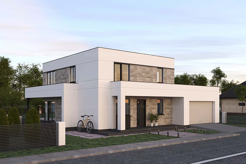 Практичный дом с плоской кровлей.