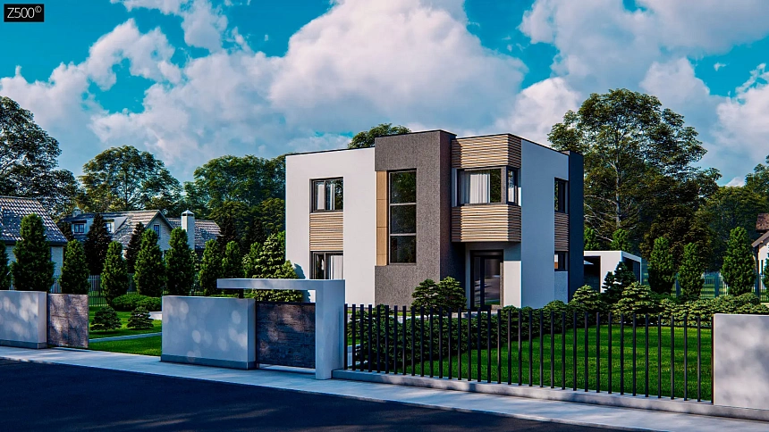 Вариант двухэтажного дома Zx59 без гаража