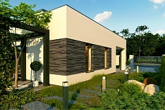 Небольшой современный одноэтажный проект дома с плоской кровлей