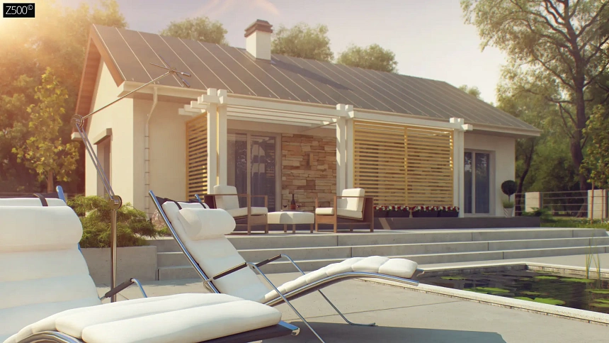 Простой и элегантный одноэтажный дом.