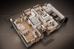 Одноэтажный дом с гаражом и 3мя спальнями.