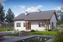 Компактный одноэтажный дом простой формы с возможностью обустройства чердачного помещения.