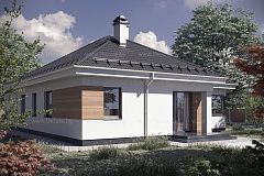 Одноэтажный дом с 4 комнатами.