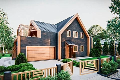 Современный мансардный дом с оригинальной отделкой для большой семьи