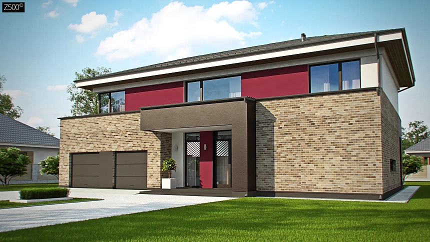 Двухэтажный дом с просторной гостиной и 4 комнаты на втором этаже