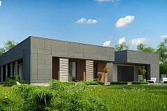 Современный односемейный дом с  плоской крышей