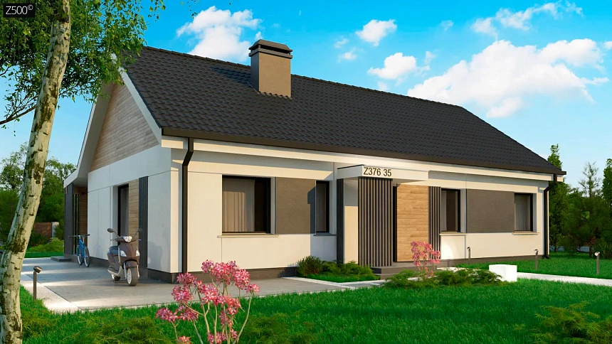 Проект одноэтажного дома Z376_35  адаптированный для сейсмозоны