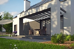 Проект мансардного с тремя спальнями и двускатной крышей