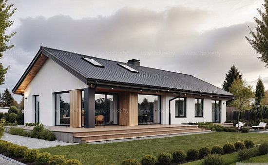 Уютный и стильный одноэтажный дом с вторым светом – 4 спальни в современном дизайне