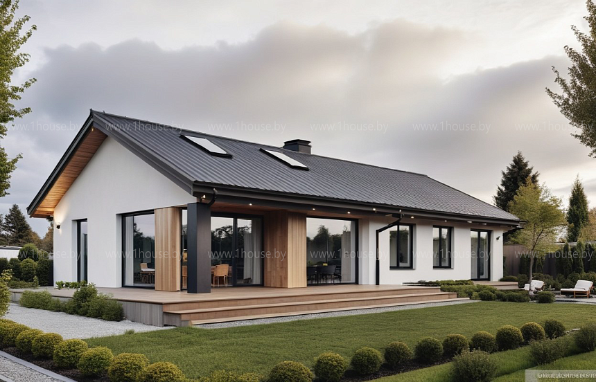 Уютный и стильный одноэтажный дом с вторым светом – 4 спальни в современном дизайне