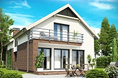 Дом в традиционном стиле&nbsp;&nbsp;с мансардой, со встроенным гаражом, подходящий для узкого участка.