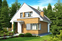 Компактный традиционный дом с современными элементами дизайна фасадов.