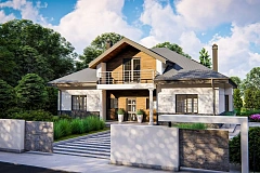 Комфортный проект дома с балконом на мансардном этаже