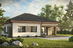 Проект стильного одноэтажного дома в классическом стиле.