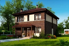 Двухэтажный дом традиционного дизайна