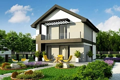 Вариант Z372 компактного двухэтажного дома для узких участков с плитами перекрытия