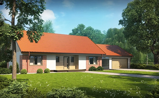 Версия проекта Z98 с гаражом для двух автомобилей и измененной планировкой.