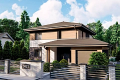 Современный двухэтажный проект дома Z421 с гаражом на одну машину