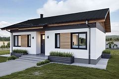 Компактный одноэтажный дом с 3мя спальнями.