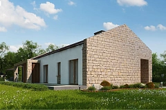 Проект для узкого участка без гаража с тремя спальнями