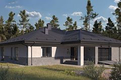 Одноэтажный дом с гаражом и 3мя спальнями.