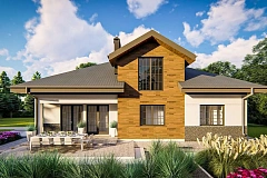 Комфортный проект дома с балконом на мансардном этаже