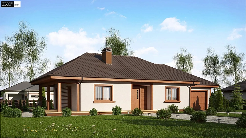 Уютный одноэтажный дом с гаражом на одну машину