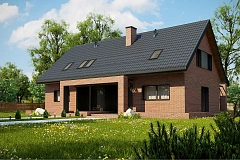 Стильный мансардный дом с двускатной кровлей