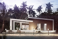 Проект современного дома в стиле хай-тек с двумя спальнями.