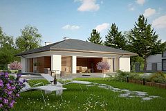 Стильный одноэтажный дом с комфортной крытой террасой