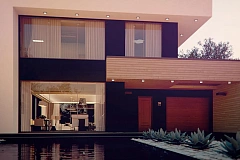 Респектабельный большой дом в модернистском стиле с подвалом.