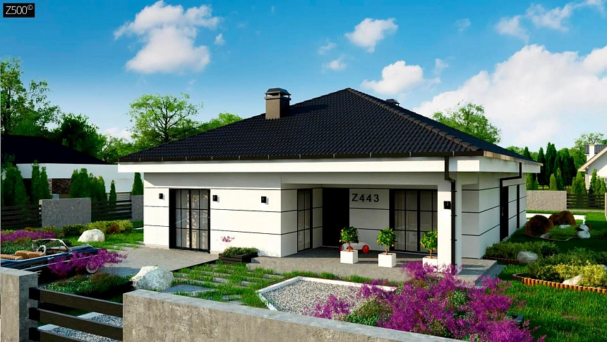 Вариант одноэтажного дома Z443 без гаража