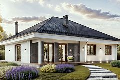 Одноэтажный дом с 4ёхскатной кровлей и 3мя спальнями. 