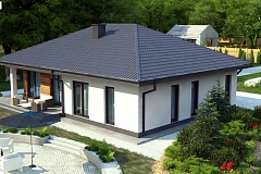 Одноэтажный комфортный дом с окнами в пол