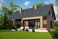 Стильный мансардный дом с двускатной кровлей